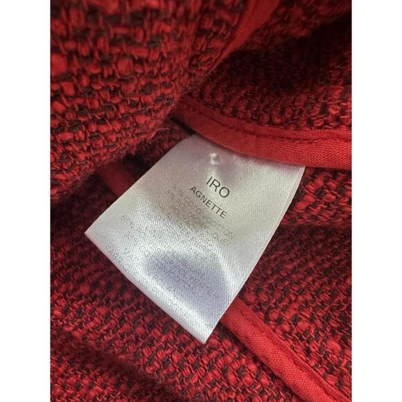 IRO Agnette Knit Zip Tweed Jacket Womens 1 Red Distressed Preppy Money Grunge - Picture 8 of 9